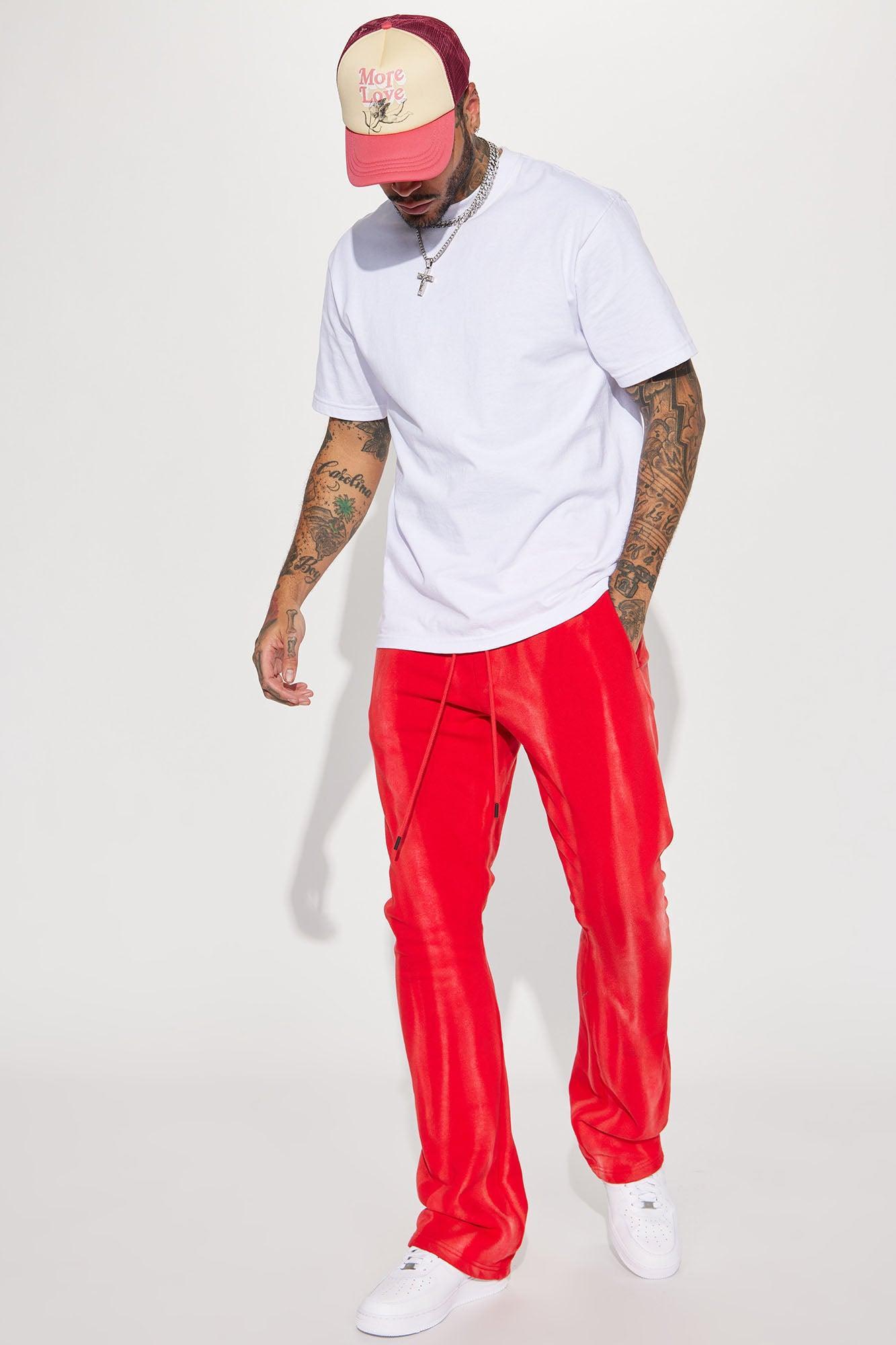 On The Radar Flared Sweatpants - Red Product Image