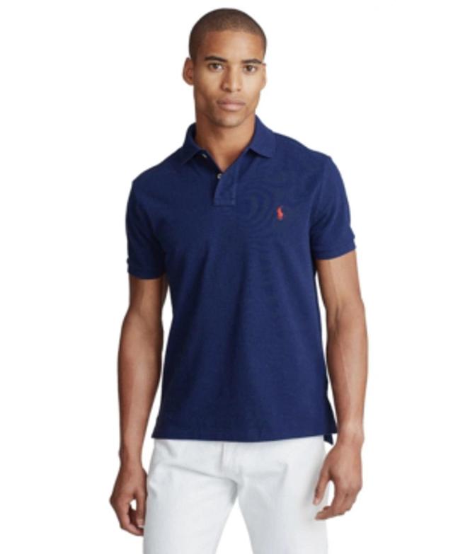 POLO RALPH LAUREN Men's Custom Slim Fit Mesh Polo In Newport Navy Product Image