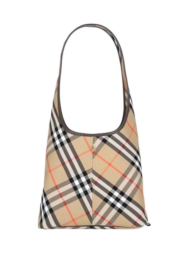 BURBERRY Small Check Twill Shoulder Bag In Beige Product Image