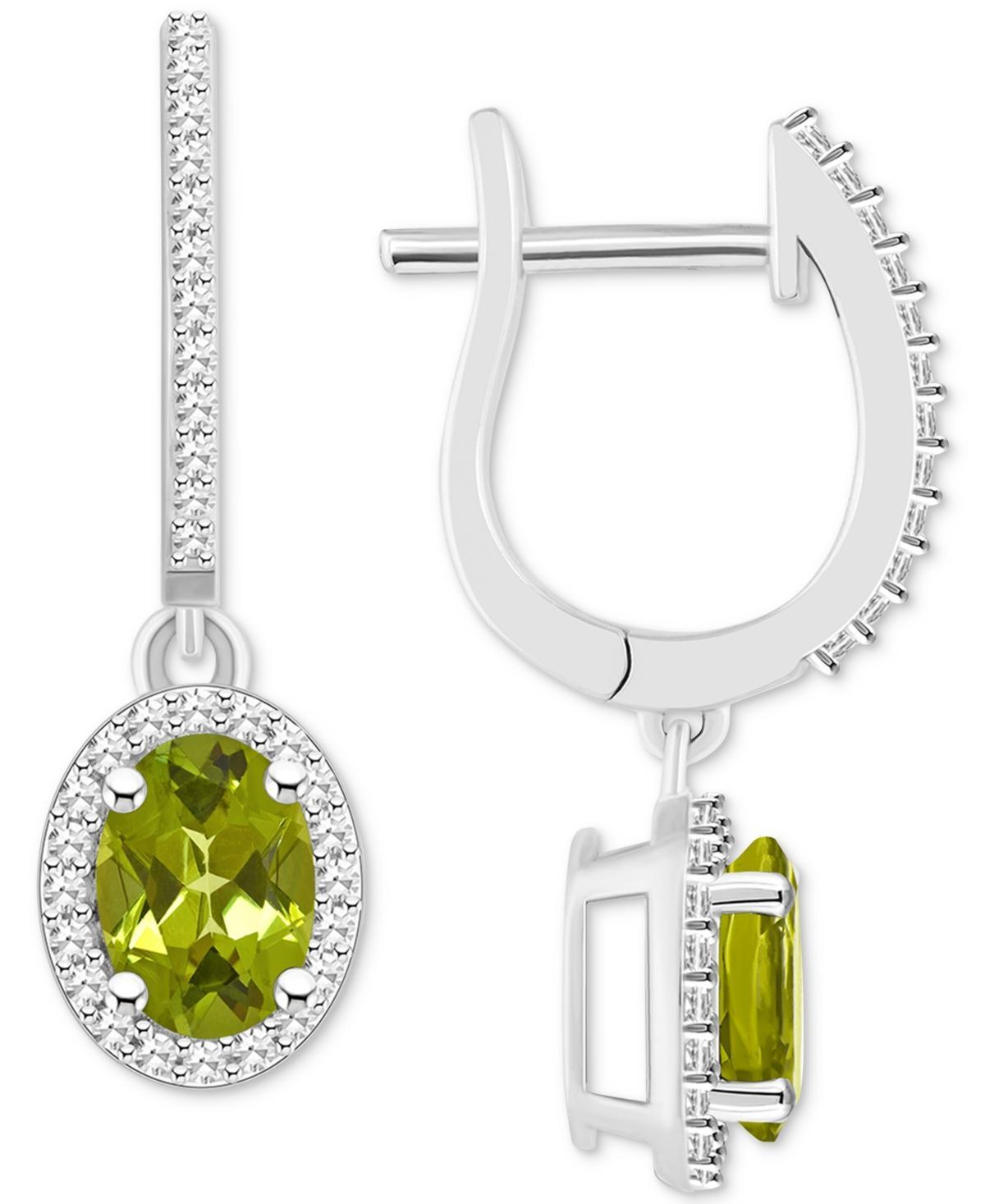 Celebration Gems Sterling Silver Oval-Cut Citrine & 1/3 Carat T.W. Diamond Hoop Drop Earrings, Womens Product Image