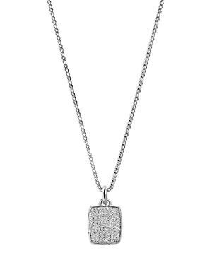 Mens Sterling Silver & 1.08 TCW Pav Diamond Tag Pendant Necklace Product Image