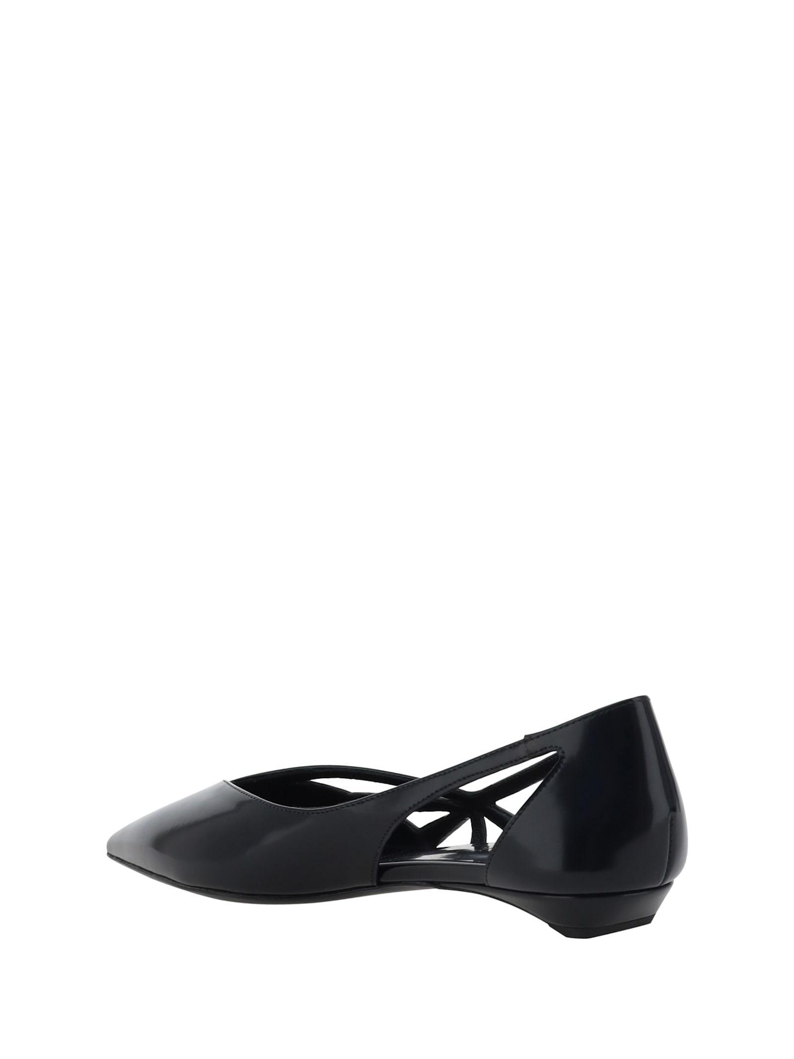 PRADA Strappy Pointed Toe Ballet Flat In Black Product Image