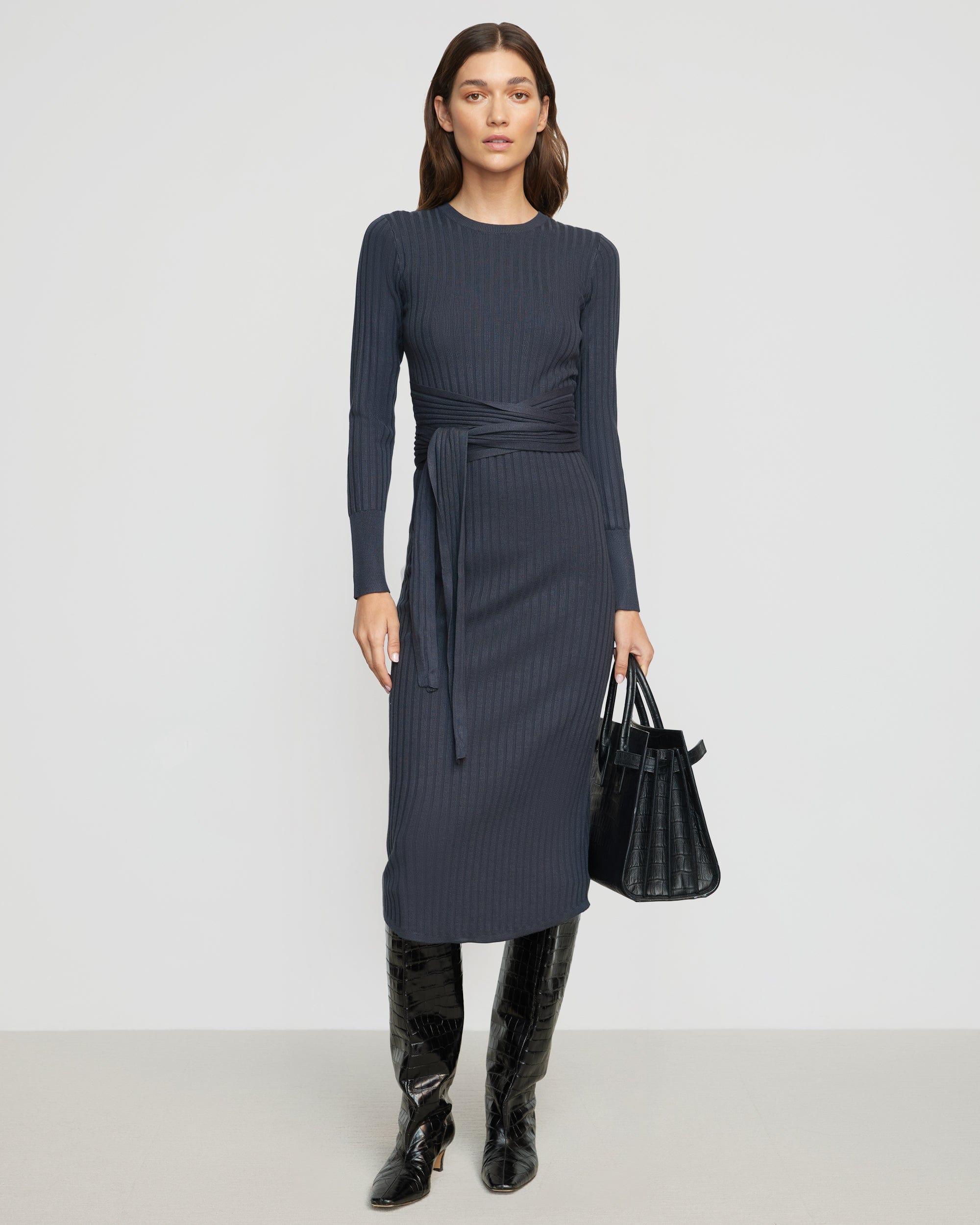 Carmen Tie-Front Ribbed Dress Product Image