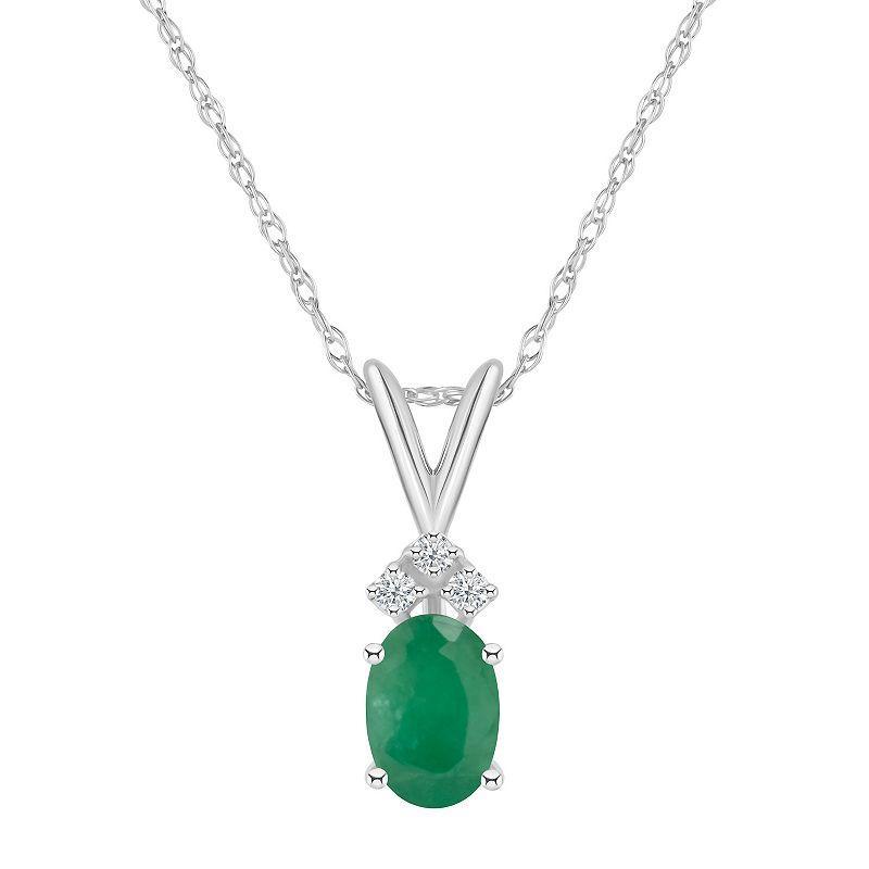 Belk & Co 14K Gold 7X5 Pear Shape Emerald Diamond Accent Pendant Product Image