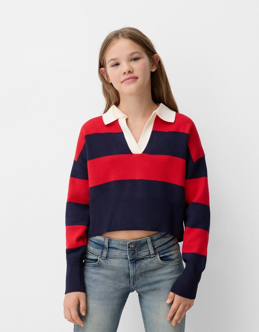 Sweater with polo collar Product Image