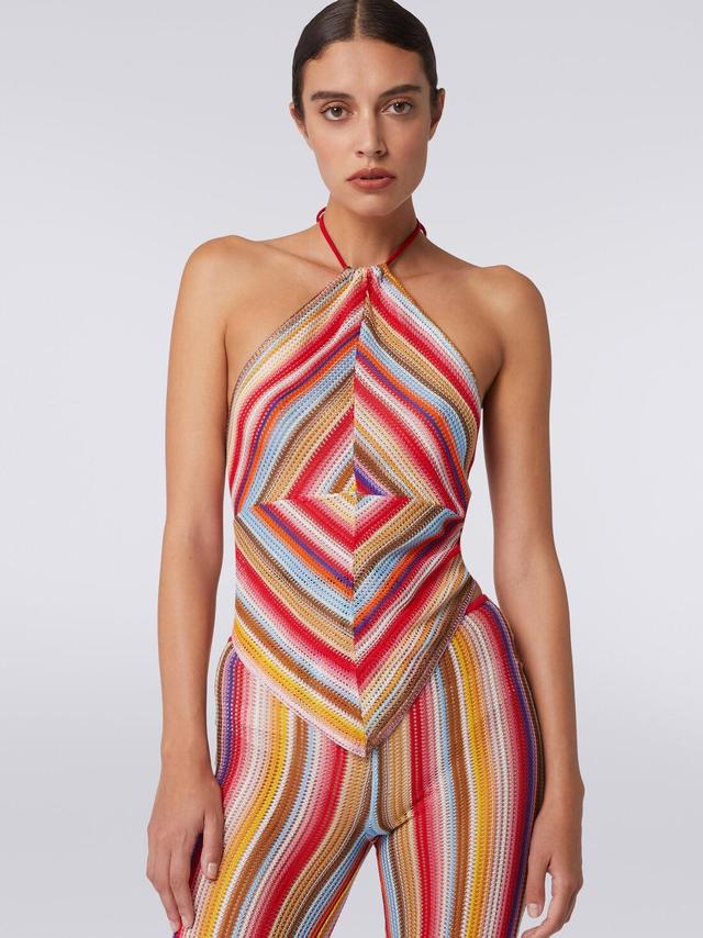 Striped crochet top with American neckline Multicoloured | Missoni Product Image