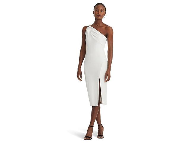 Lauren Ralph Lauren Buckle-Trim One-Shoulder Cocktail Dress Women's Dress Product Image