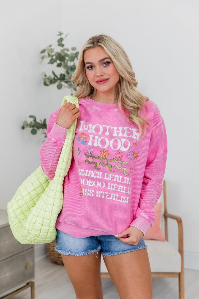 Motherhood Hot Pink Corded Graphic Sweatshirt Product Image