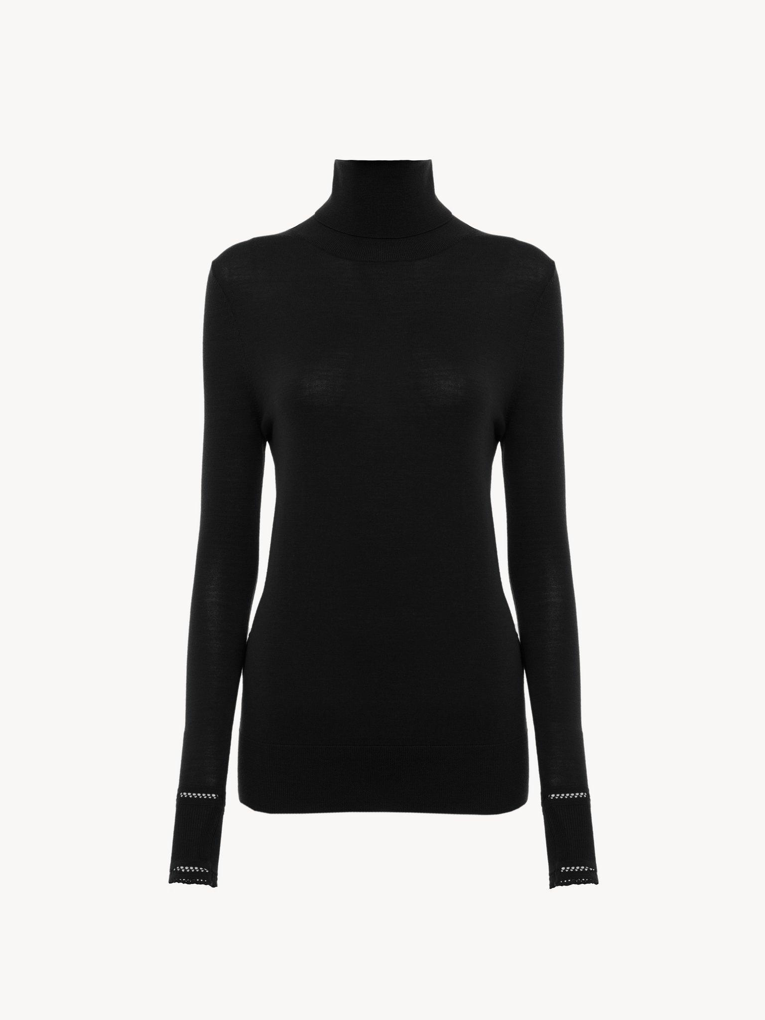 Fitted turtleneck in wool knit Product Image