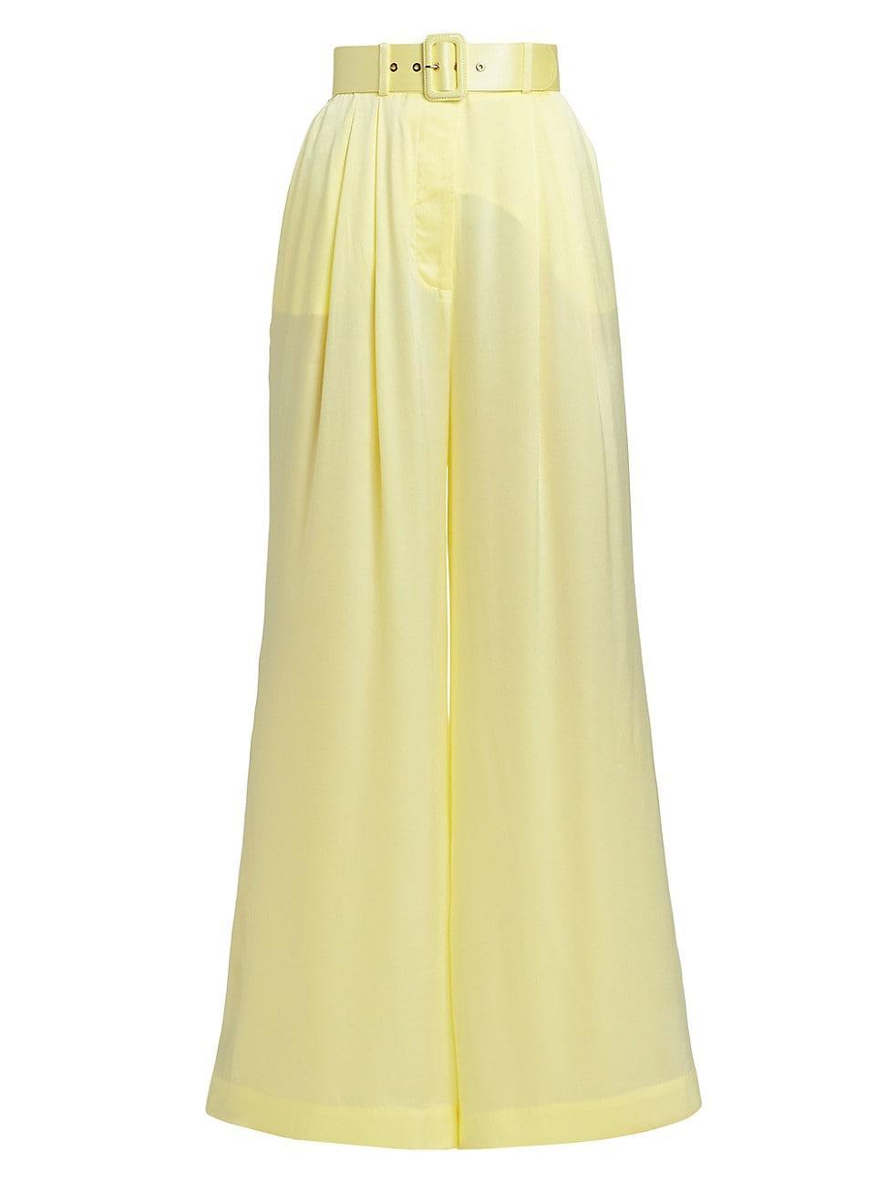 Womens Tuck Belted Silk Wide-Leg Pants Product Image