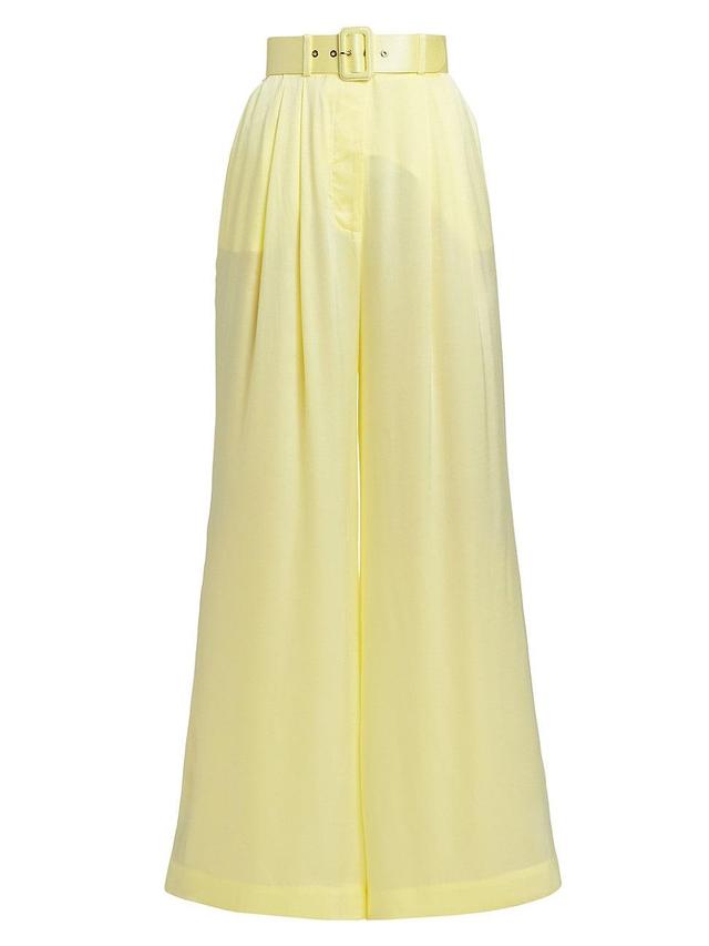 Womens Tuck Belted Silk Wide-Leg Pants Product Image