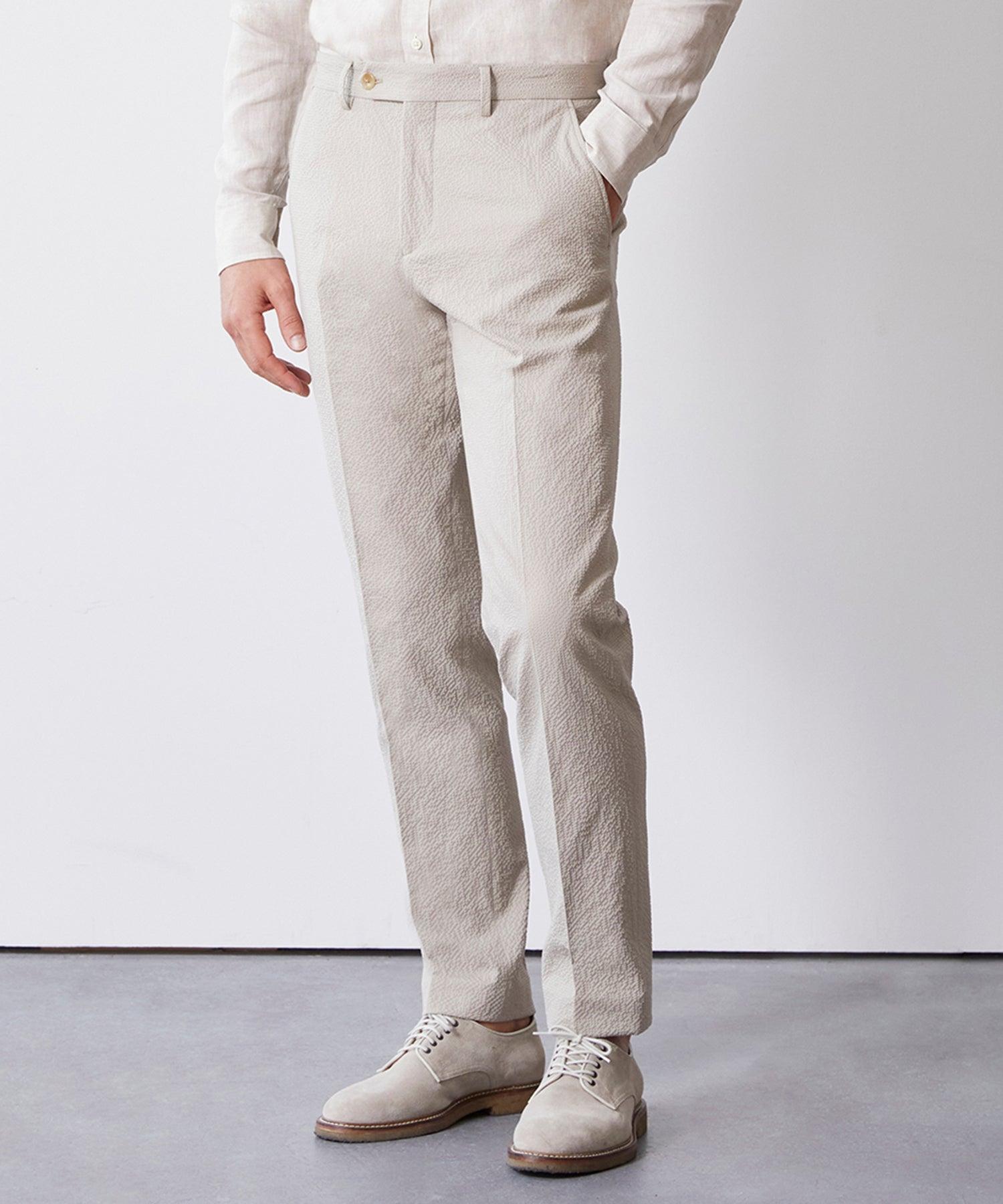 Italian Seersucker Sutton Trouser in Stone Product Image