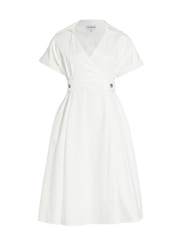 Womens Lorena Cotton V-Neck Midi-Dress Product Image