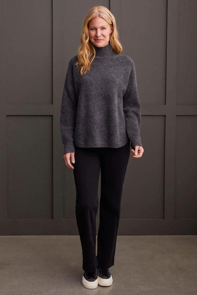 Textured Mock Neck Sweater- Charcoal Product Image