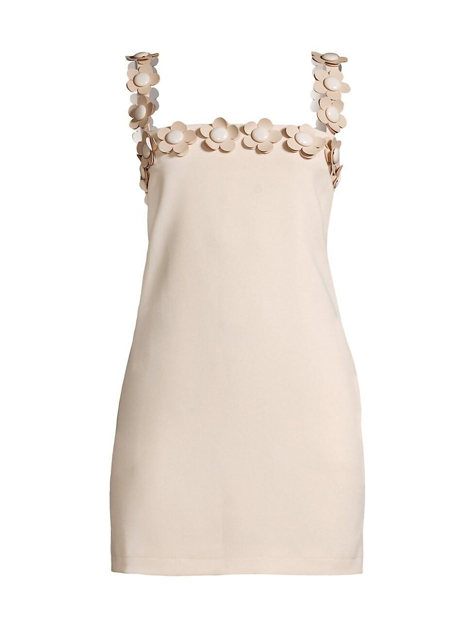 Womens Flower-Embellished Crepe Minidress Product Image