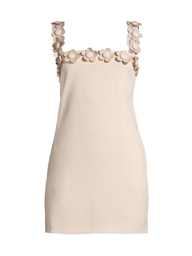 Womens Flower-Embellished Crepe Minidress Product Image