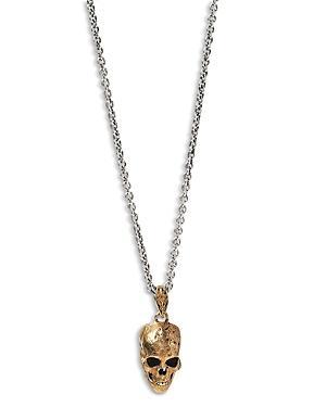 John Varvatos Collection Mens Sterling Silver & Brass Skull Pendant Necklace, 24 Product Image