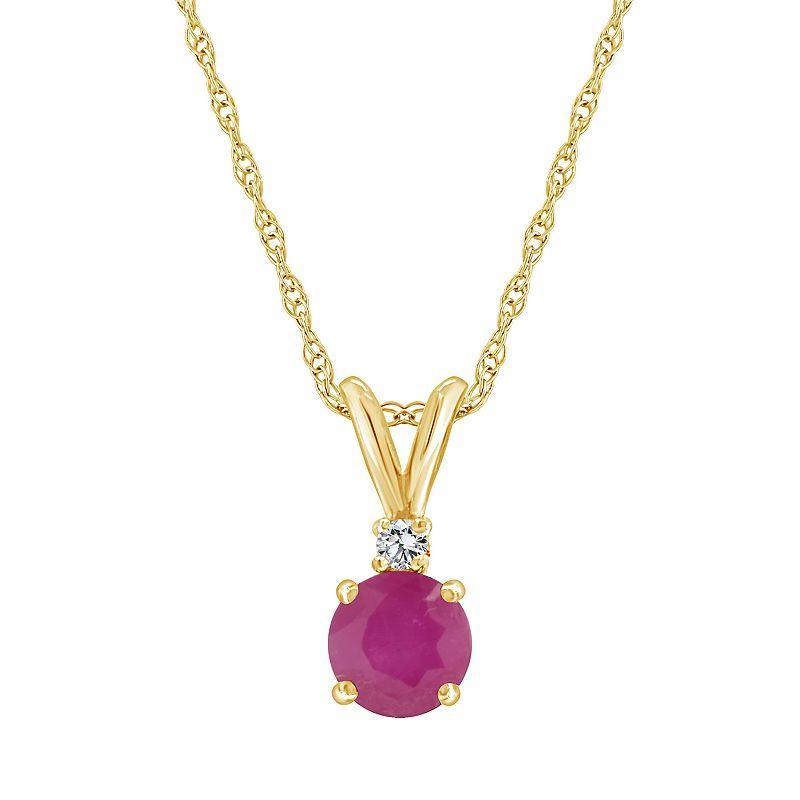 Celebration Gems 14k Gold Ruby & Diamond Accent Pendant Necklace, Womens Product Image