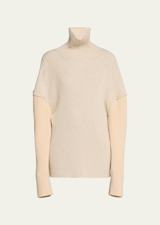 The Row Dua Cotton & Cashmere Rib Turtleneck Sweater Product Image