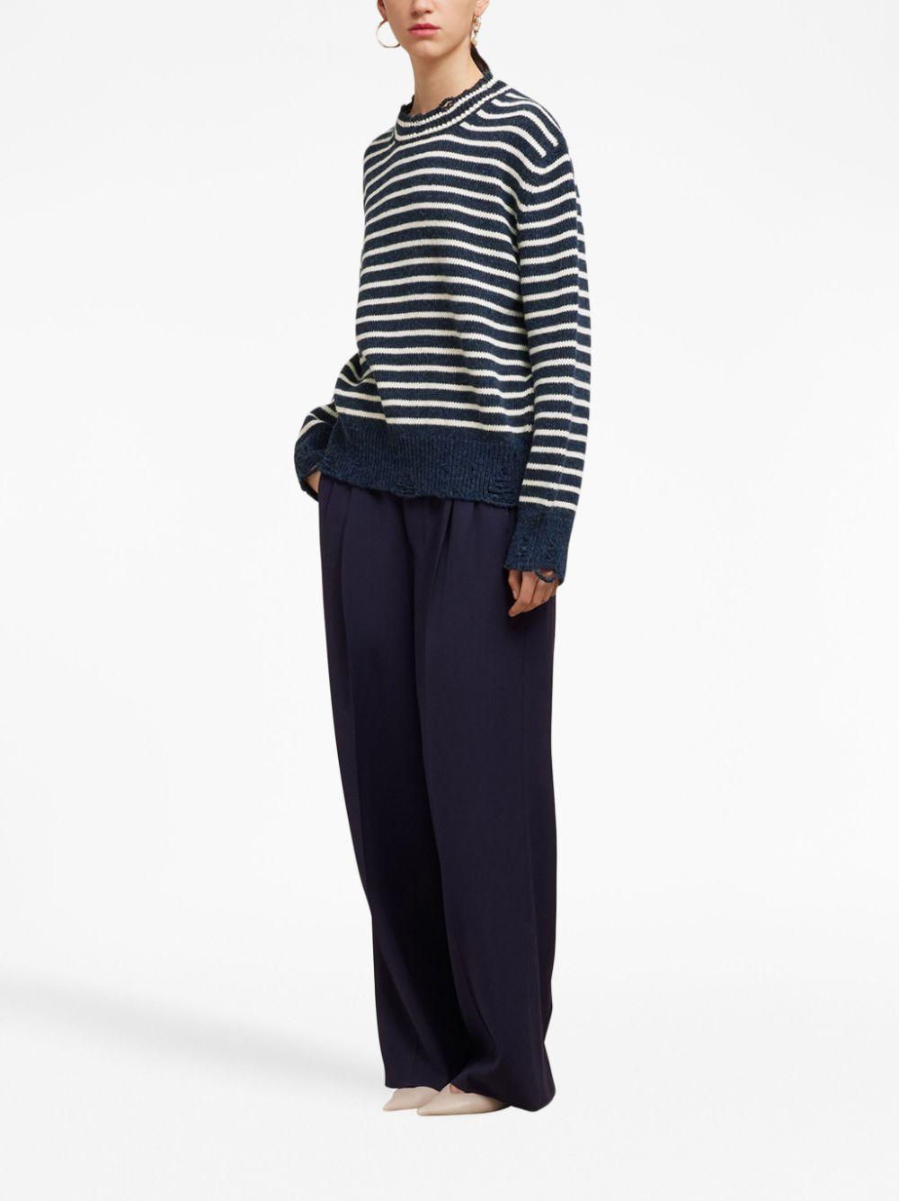 striped ribbed crew neck jumper Product Image