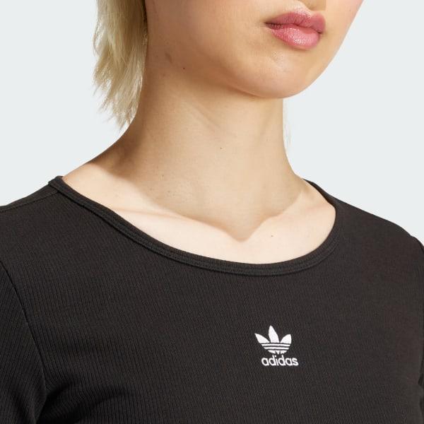 Essentials Ribbed Crop Long Sleeve Tee Product Image