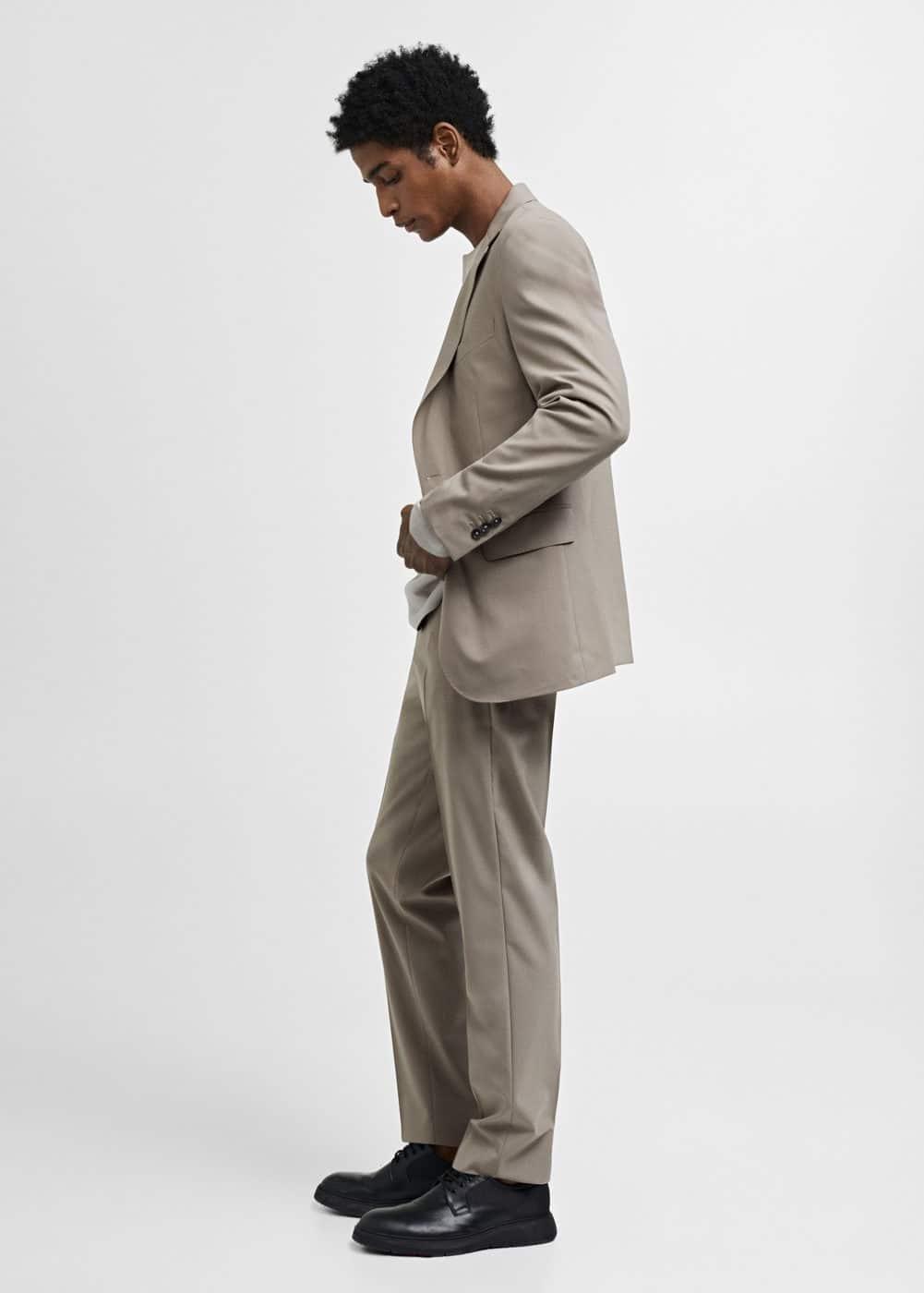 MANGO MAN - Slim-fit wool suit blazer light/pastel greyMen Product Image