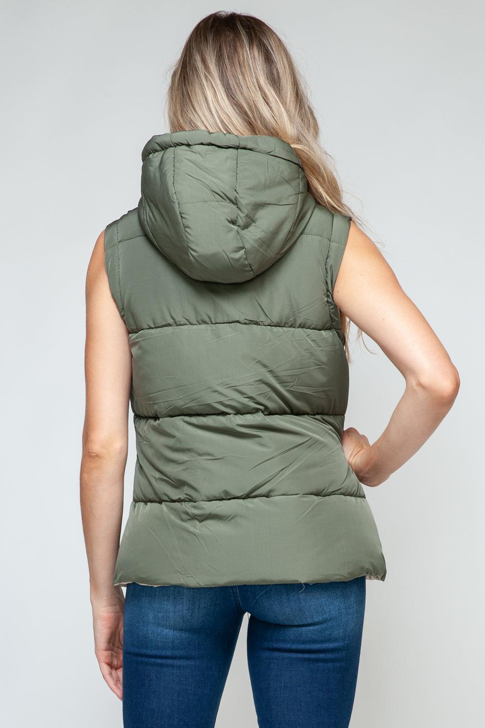 Snobbish Snap and Zip Closure Hooded Vest Product Image