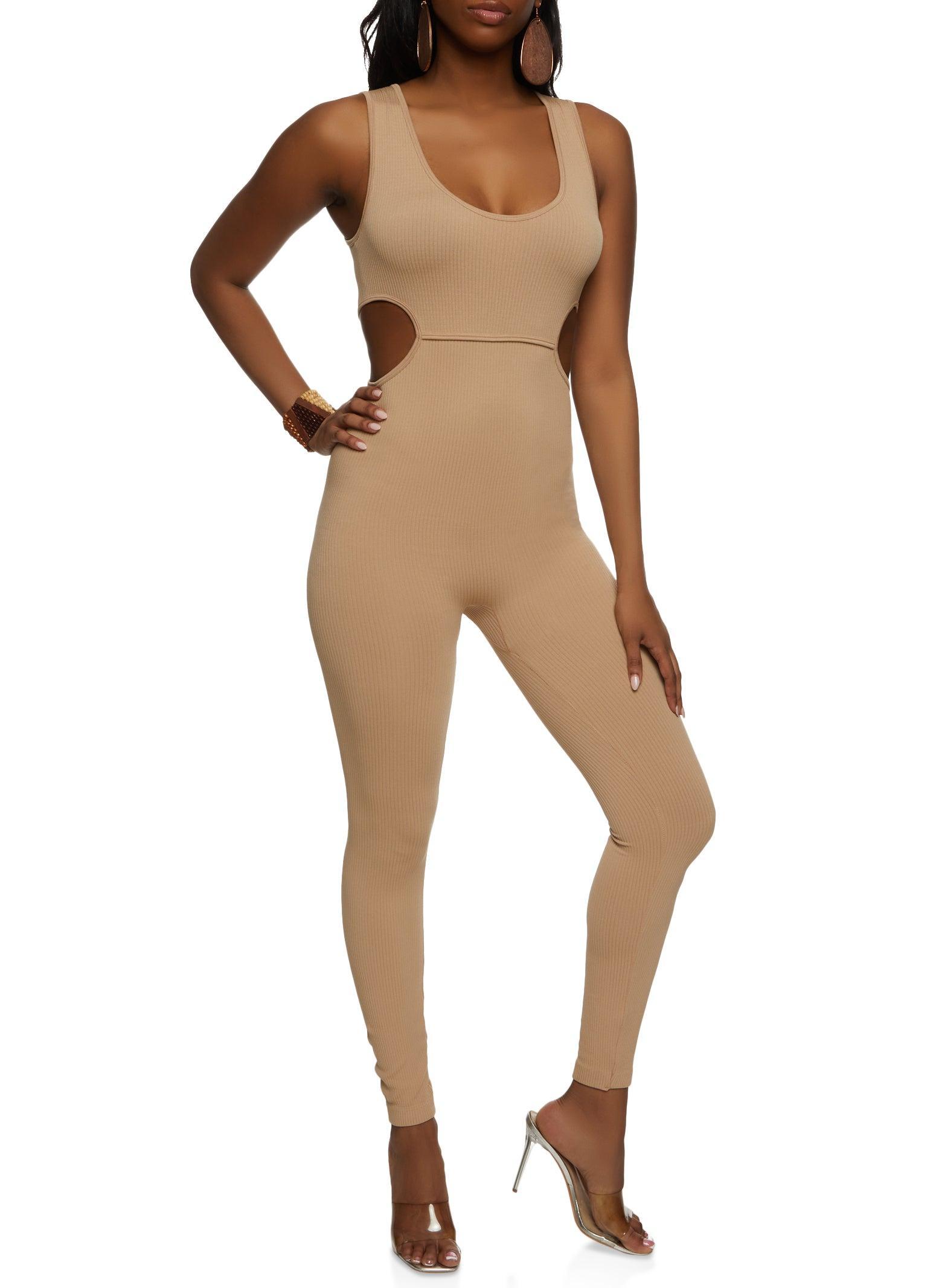 Womens Scoop Neck Cut Out Tank Jumpsuit Product Image