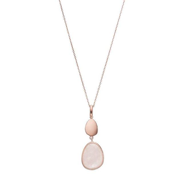 14k Rose Gold Over Silver Rose Quartz Cabochon Teardrop Pendant, Womens Pink Product Image