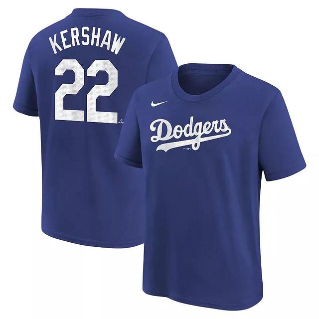 Mens Nike Clayton Kershaw Royal Los Angeles Dodgers Fuse Name & Number T-Shirt, Boys Product Image