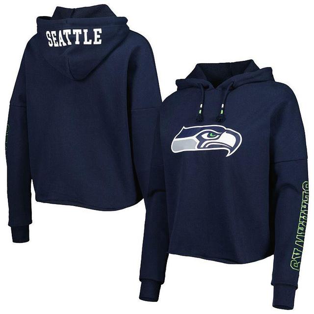 Womens New Era College Seattle Seahawks Foil Sleeve Pullover Hoodie Blue Product Image