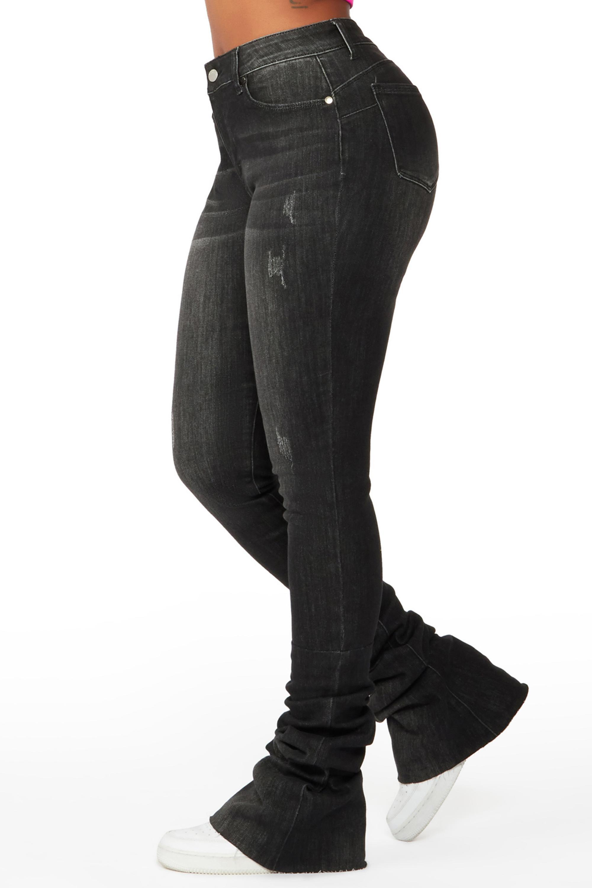 Makena Black Super Stacked Jean Female Product Image