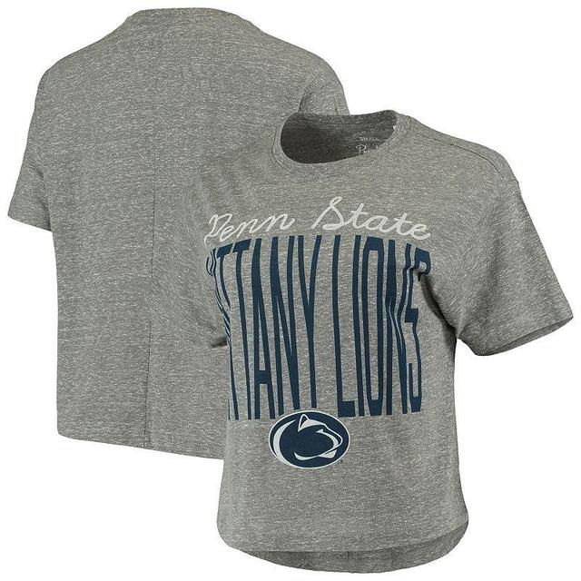 Womens Pressbox Heathered Gray Penn State Nittany Lions Sanibel Knobi Crop T-Shirt Product Image