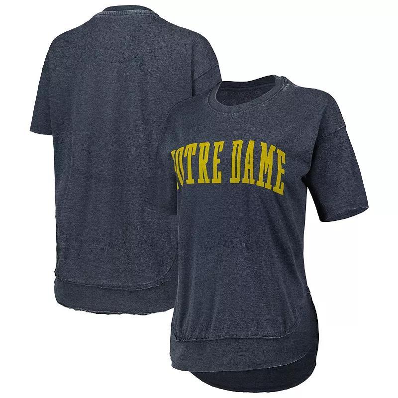 Womens Pressbox Heathered Notre Dame Fighting Irish Arch Poncho T-Shirt Blue Product Image