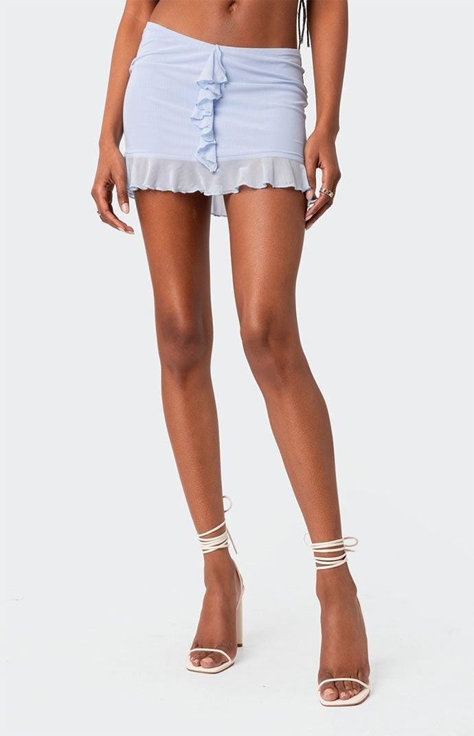 Edikted Womens Solange Ruffle Mesh Mini Skirt - Bluemall Product Image