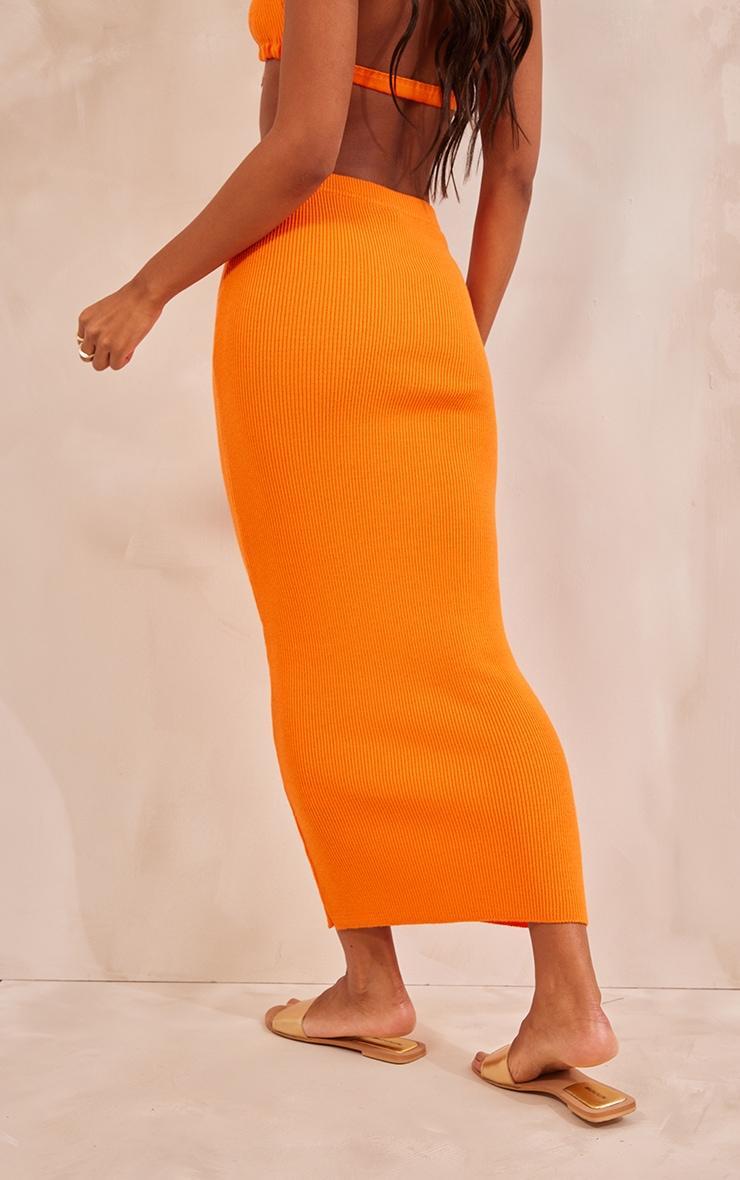 Bright Orange Soft Knit Midaxi Skirt Product Image