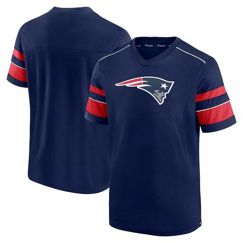 Mens Fanatics Branded New England Patriots Textured Hashmark V-Neck T-Shirt Blue Product Image