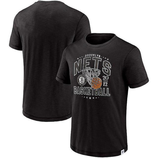 Mens Fanatics Black Brooklyn Nets Reinforce True Classics Vintage-Inspired Slub T-shirt Product Image