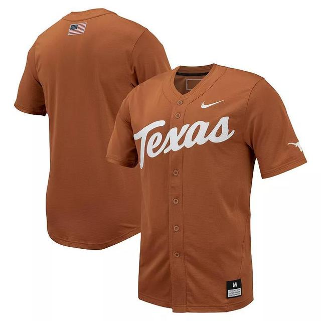 Mens Nike Texas Orange Texas Longhorns Replica Full-Button Baseball Jersey Product Image