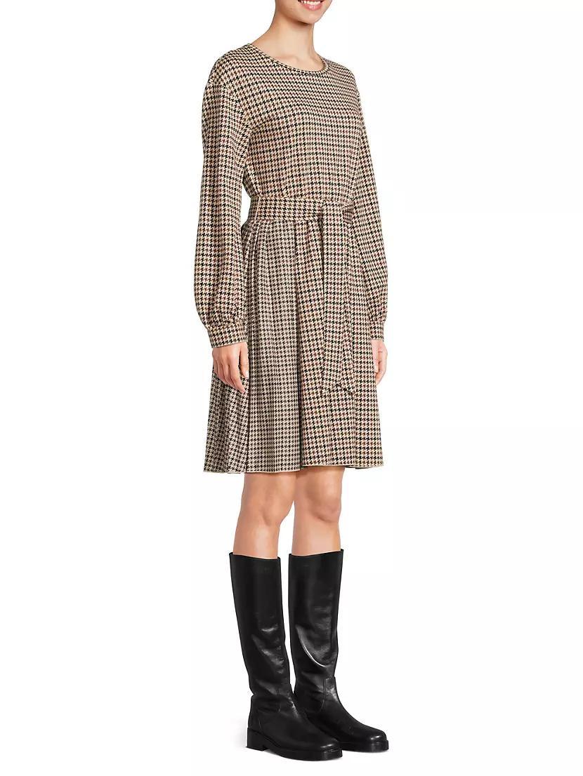 Vetta Houndstooth Jersey Belted Minidress Product Image