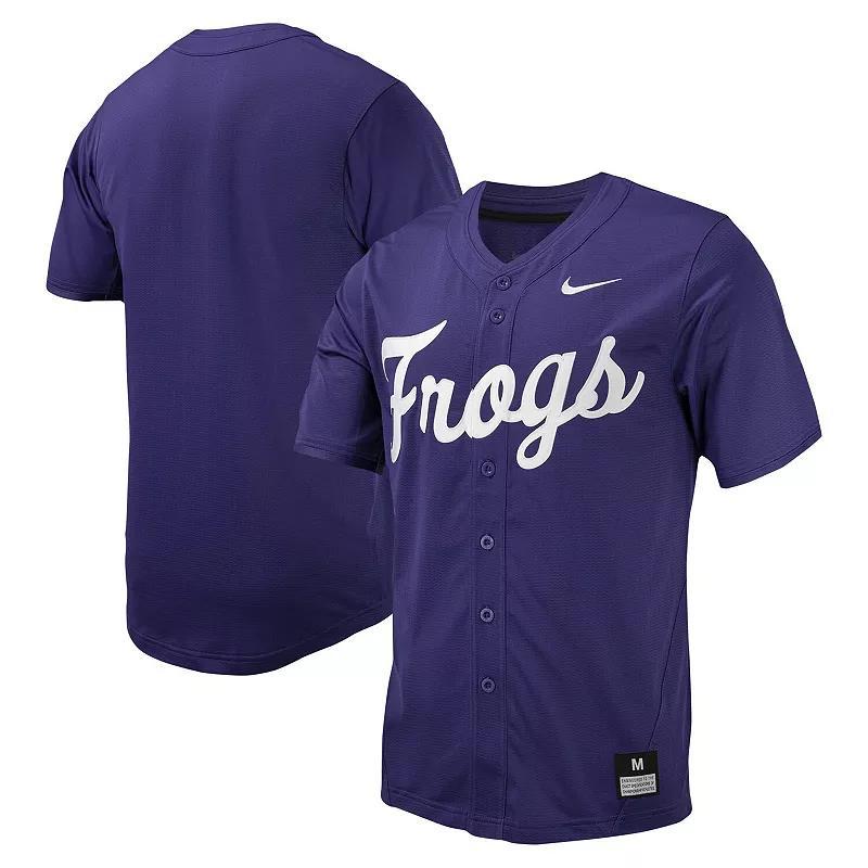 Mens Nike Purple Tcu Horned Frogs Replica Full-Button Baseball Jersey - Purple Product Image