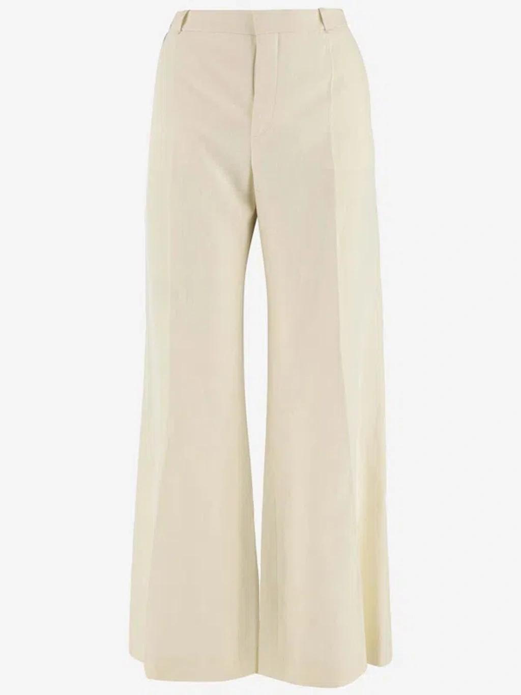 Linen Flared Pants In Off White Product Image