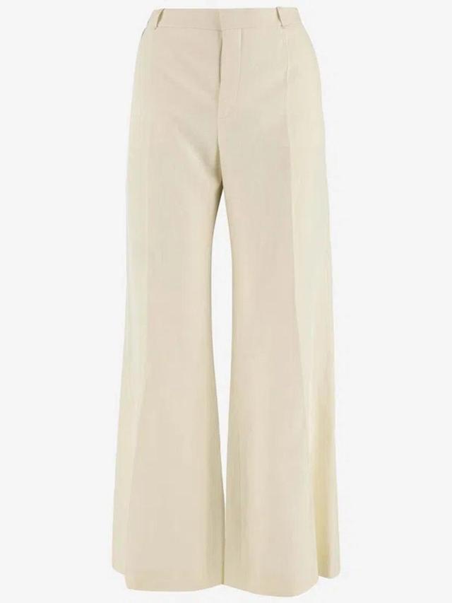 Linen Flared Pants In Off White Product Image