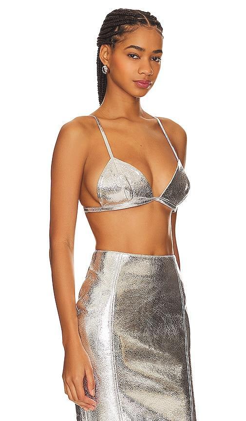 retrofete Esti Leather Bra Top in Metallic . Product Image