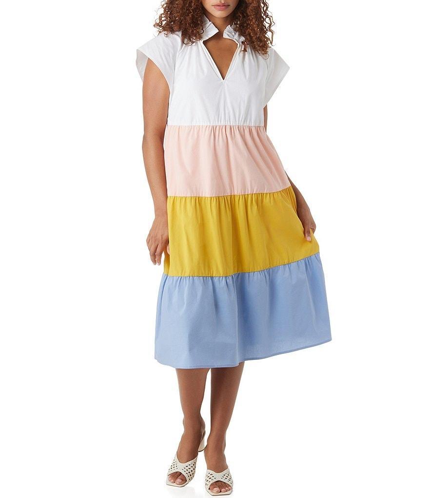 CROSBY by Mollie Burch Cap Sleeve Color Block Watts Midi Dress Product Image