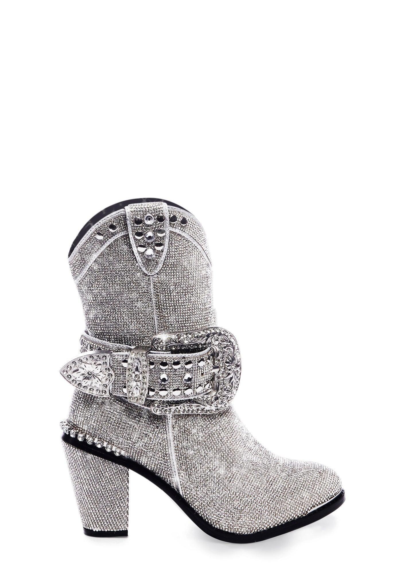 Sheriff Shine Cowboy Boots - Silver Male Product Image