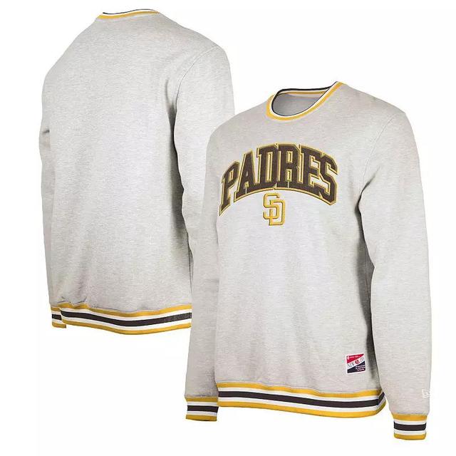 Mens New Era Heather Gray San Diego Padres Throwback Classic Pullover Sweatshirt Product Image