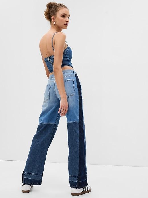 Low Rise Patchwork Baggy Jeans Product Image