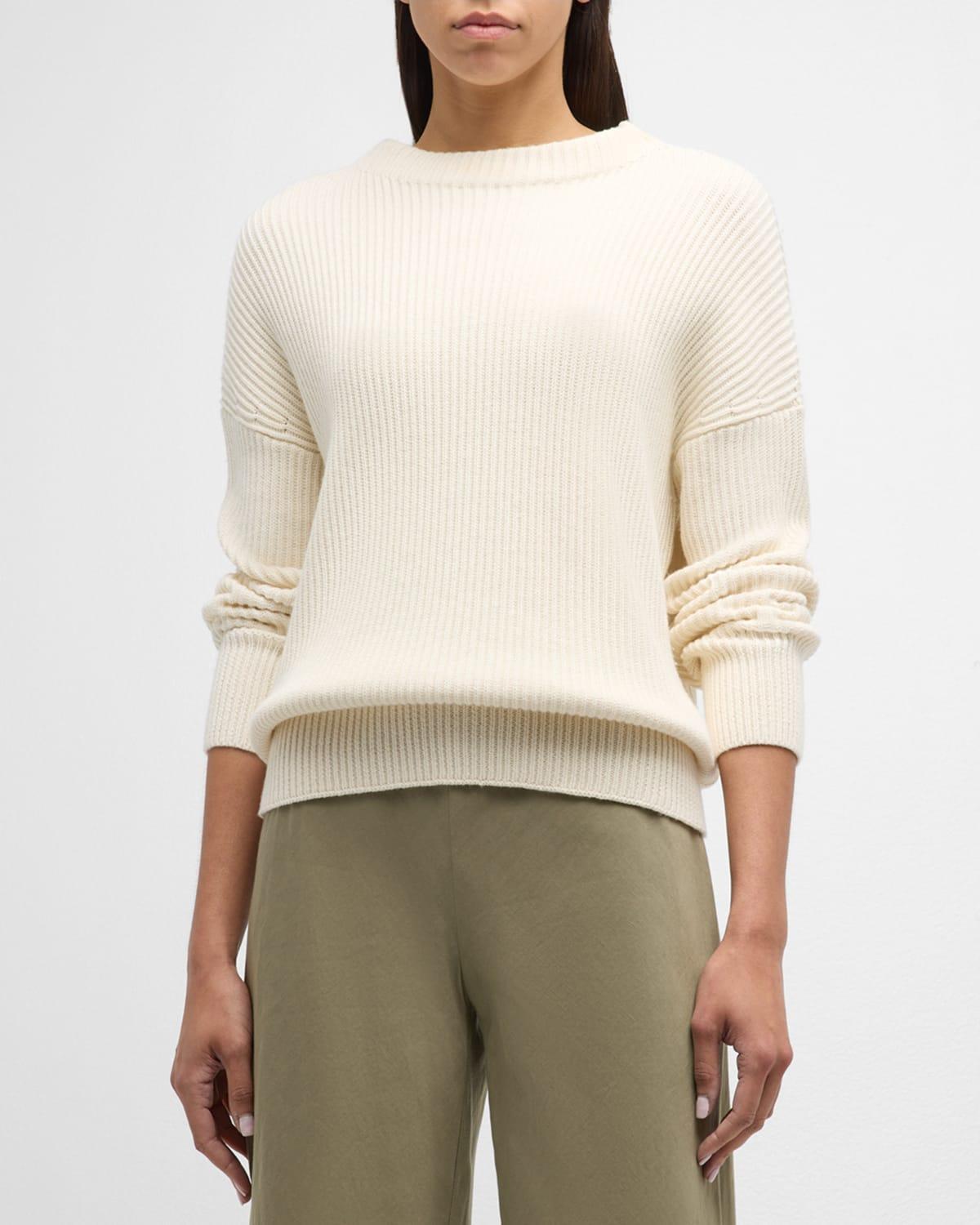 Ribbed Funnel-Neck Cotton Cashmere Sweater Product Image