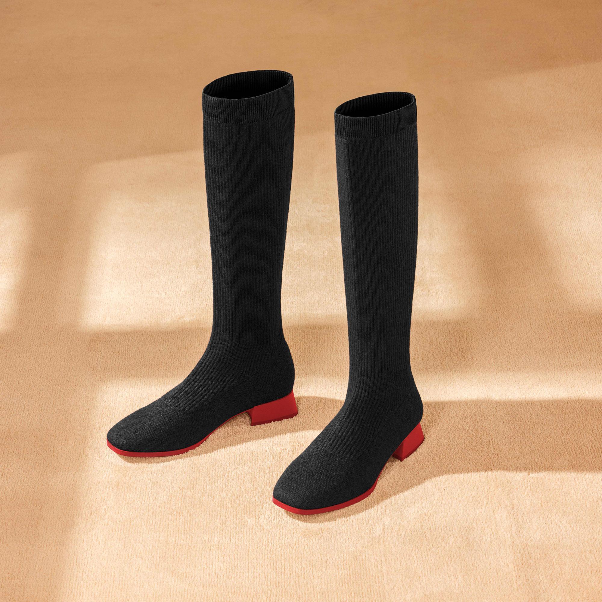 Square-Toe Water Repellent Wool Knee-High Boots (Tara Pro) Product Image